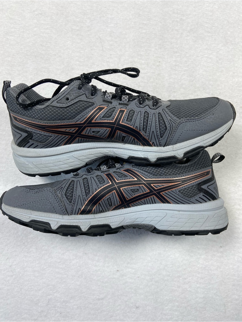 ASICS Gel Venture 7 Gray Sneakers with Rose Gold Accents- Size 8 Running Walking